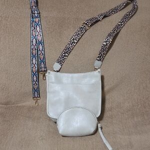 Women's Gray Crossbody Bag with Guitar Strap